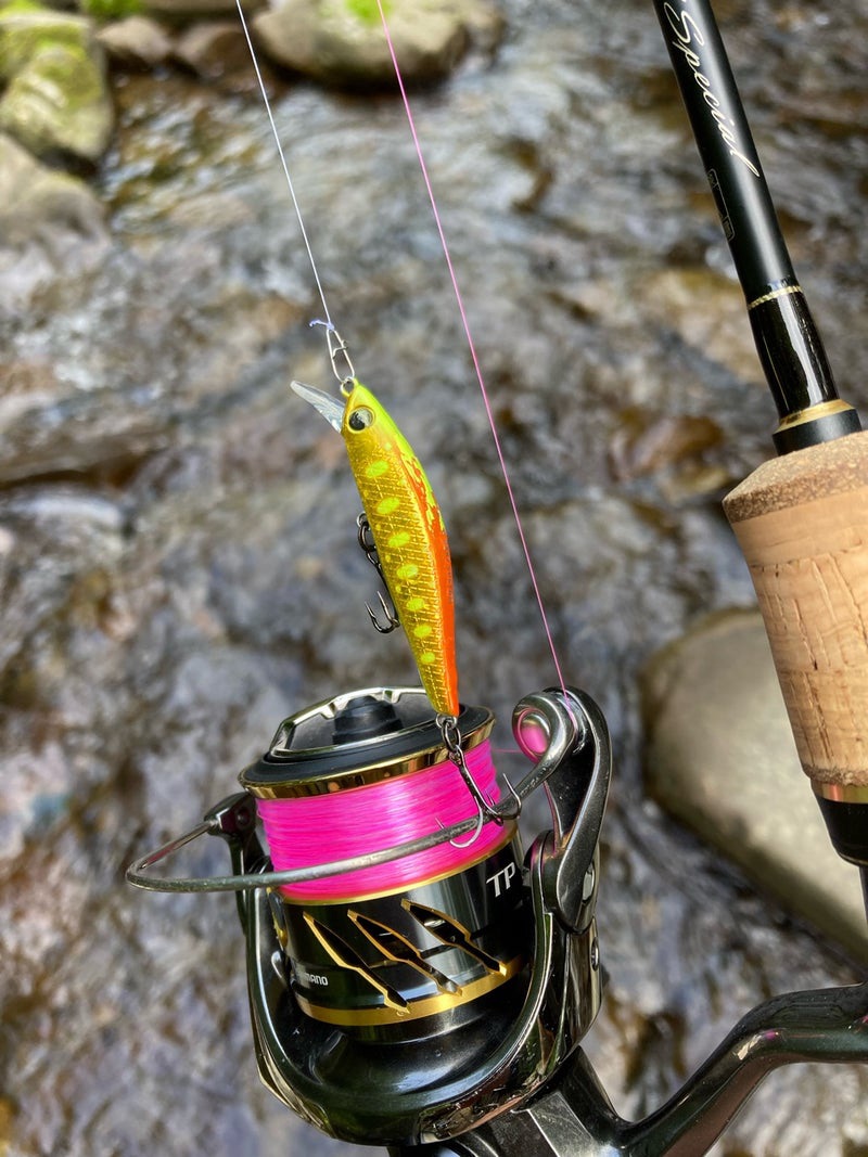 ダイワのシルバークリークとシマノのツインパワー。ラインはバリバス スーパートラウトアドバンス　トゥイッチマスター マーキング 4lb